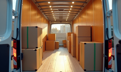 Intérieur d'un camion de déménagement de 20m3 avec meubles bien sécurisés