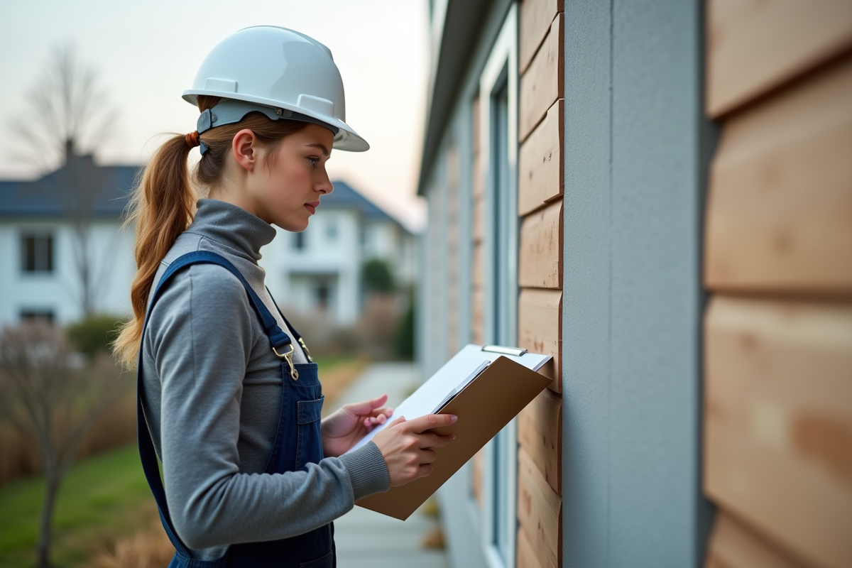 Jeune femme évaluant des panneaux d