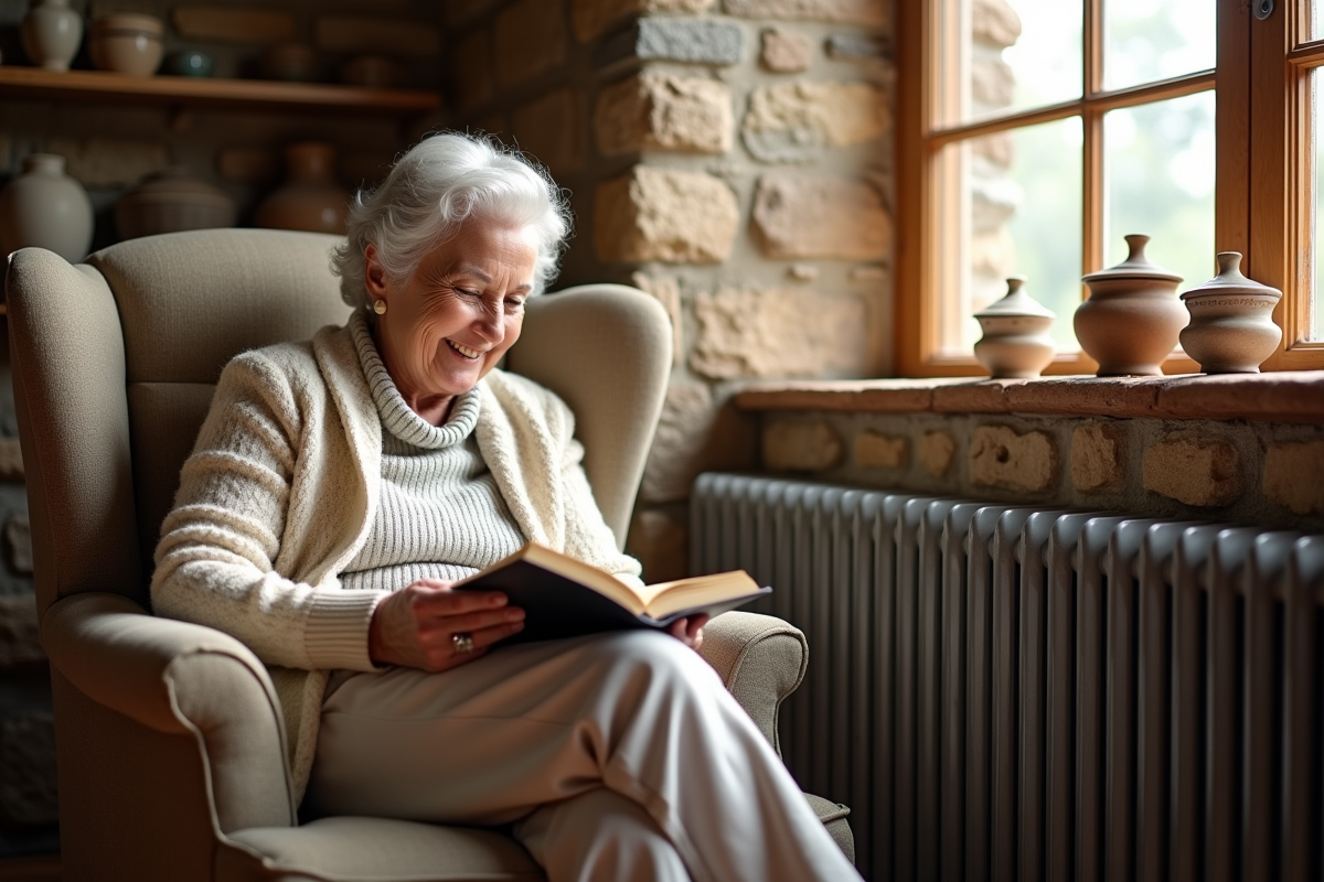 Femme âgée lisant près d