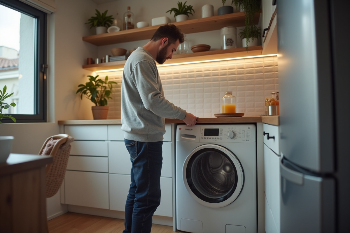 Homme vérifiant les commandes d