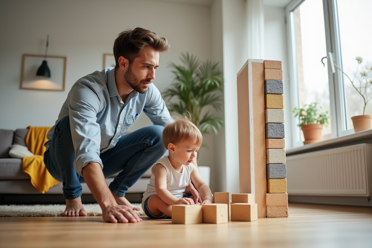 Père et enfant jouant près d