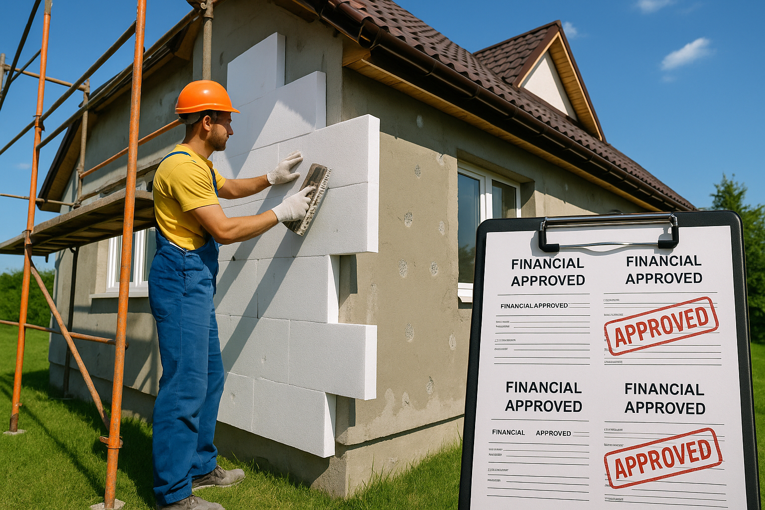 Ouvrier appliquant l