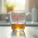 Verre mesureur avec liquide à 50 ml en cuisine